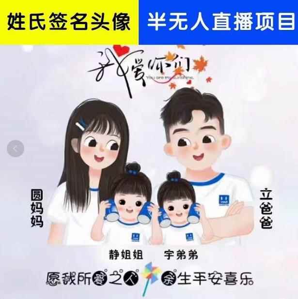 姓氏头像签名直播课程，火爆的头像签名设计半无人直播项目（直播教程+10G素材+直播话术）-咩咩网络