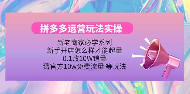 （4160期）拼多多运营玩法实操，0.1改10W销量，薅官方10w免费流量 等玩法！-咩咩网络