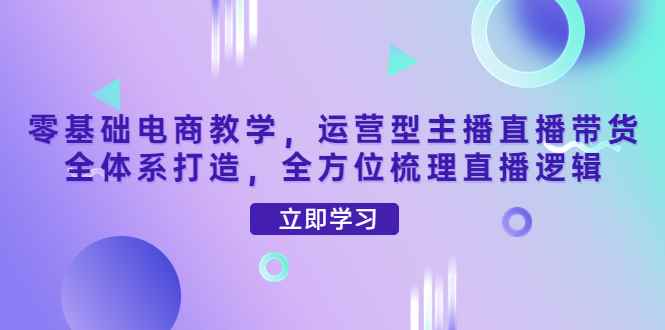 （4095期）零基础电商教学，运营型主播直播带货全体系打造，全方位梳理直播逻辑-咩咩网络