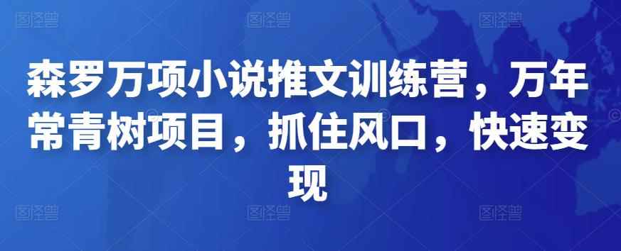森罗万项小说推文训练营，万年常青树项目，抓住风口，快速变现-咩咩网络
