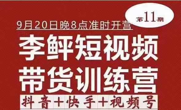 李鲆·短视频带货训练营（第11期），不需要真人出境，零基础副业在家赚钱-咩咩网络