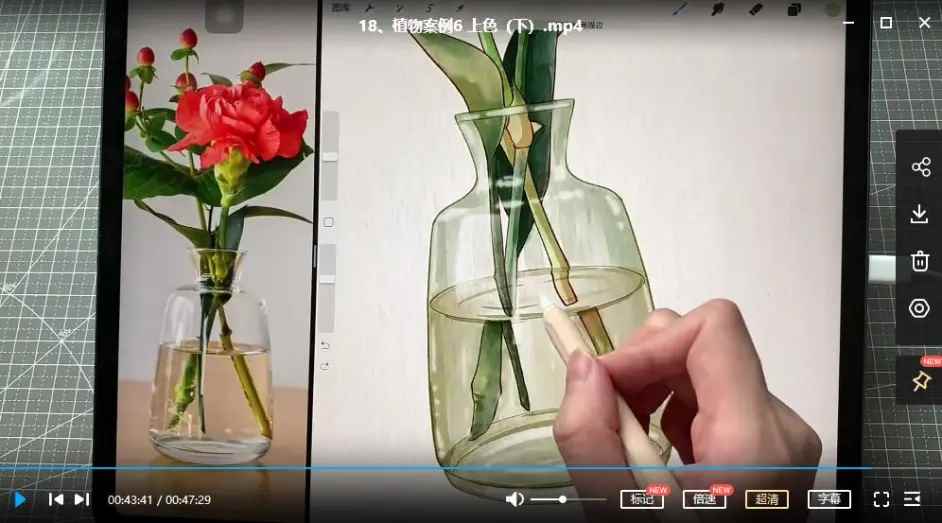 图片[5]-（4002期）2022年ipad综合团练水彩植物+少女头像，二合一课程（40节课）-咩咩网络