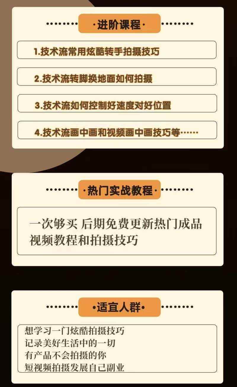 图片[3]-（3895期）0基础新手玩转炫酷技术流拍摄：入门到精通私教课，多视角演示，通俗易懂-咩咩网络