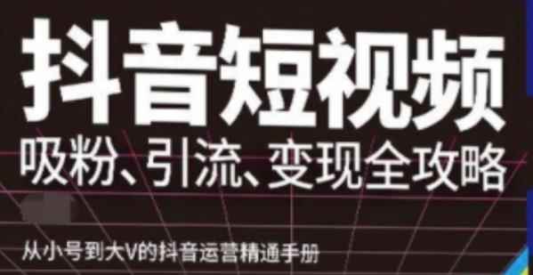 抖音视频号高级实操与理论课程：吸粉、引流、变现全攻略，从小号到大V的抖音运营精通手册-咩咩网络