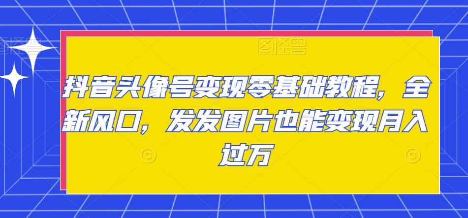 抖音头像号变现零基础教程，全新风口，发发图片也能变现月入过万-咩咩网络