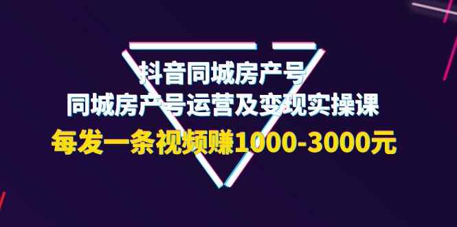 （3776期）抖音同城房产号，同城房产号运营及变现实操课，每发一条视频赚1000-3000元-咩咩网络