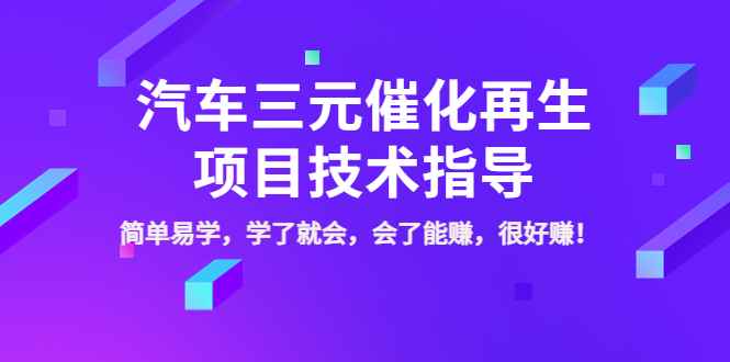 （3746期）汽车三元催化再生项目技术指导，简单易学，学了就会，会了能赚，很好赚！-咩咩网络