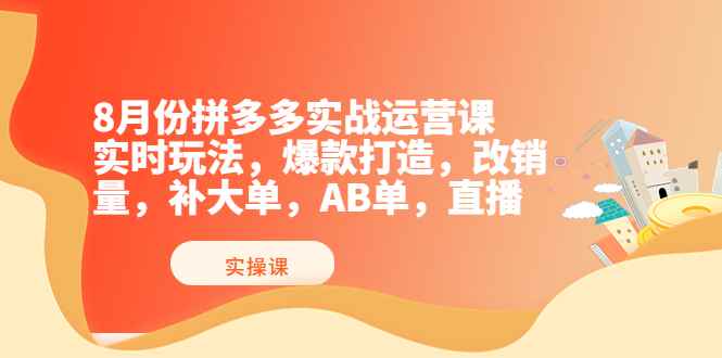 （3688期）8月份拼多多实战运营课，实时玩法，爆款打造，改销量，补大单，AB单，直播-咩咩网络