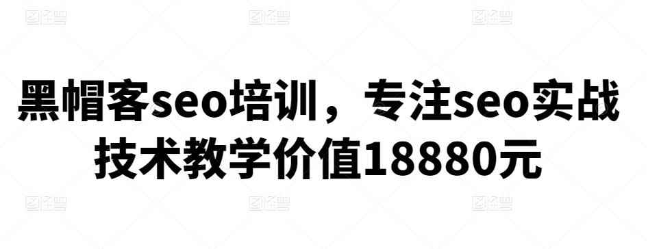 黑帽客seo培训，专注seo实战技术教学价值18880元-咩咩网络