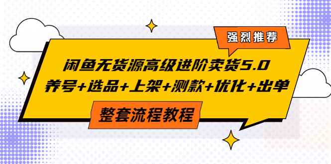 （3662期）闲鱼无货源高级进阶卖货5.0，养号+选品+上架+测款+优化+出单整套流程教程-咩咩网络