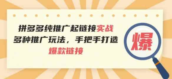 拼多多纯推广起链接实战：多种推广玩法，手把手打造爆款链接-咩咩网络