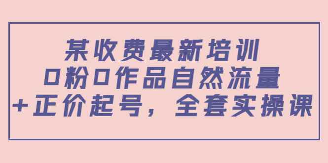 （3648期）某收费最新培训：0粉0作品自然流量+正价起号，全套实操课！-咩咩网络