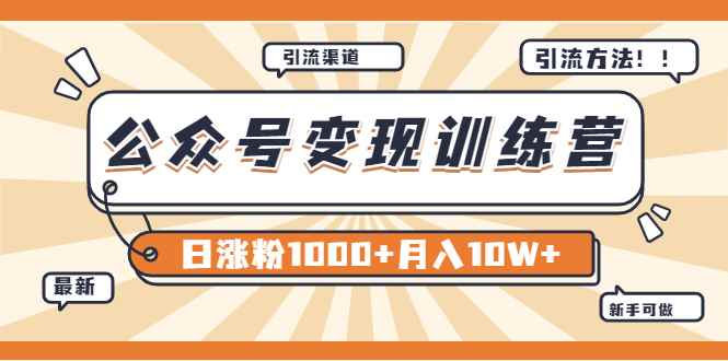 （3495期）【某公众号变现营第二期】0成本日涨粉1000+让你月赚10W+（8月24号更新）-咩咩网络