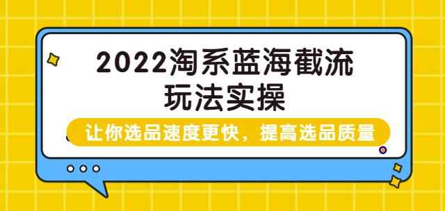 2022淘系蓝海截流玩法实操：让你选品速度更快，提高选品质量（价值599）-咩咩网络