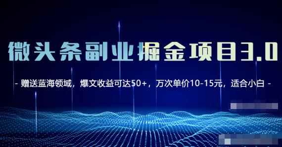 微头条副业掘金项目3.0+悟空问答教程，单篇能做50-100+收益！-咩咩网络