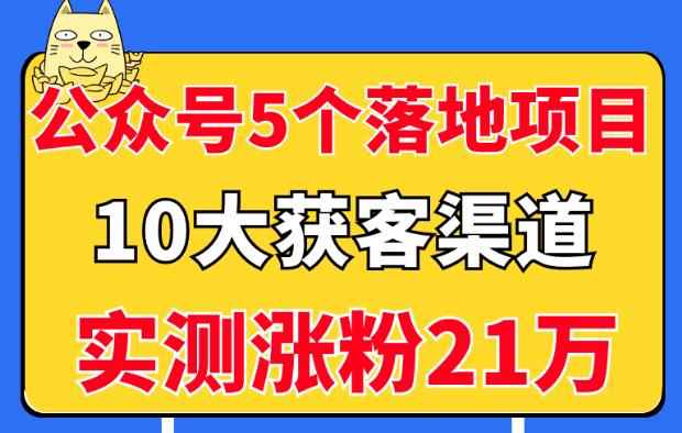 公众号5个月入过万的落地项目，10大获客渠道，实测涨粉21万！-咩咩网络