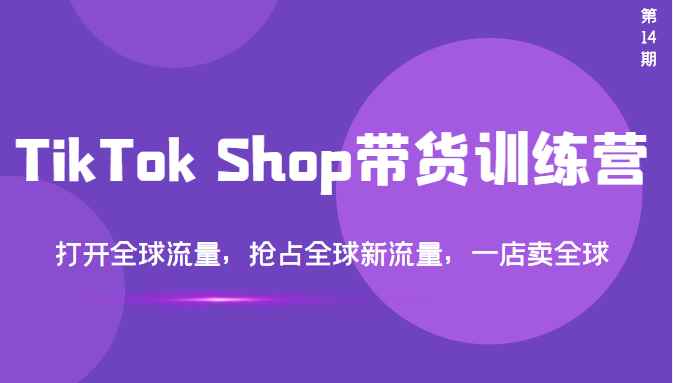 （3342期）TikTok Shop带货训练营，打开全球流量，抢占全球新流量 一店卖全球(第14期)-咩咩网络