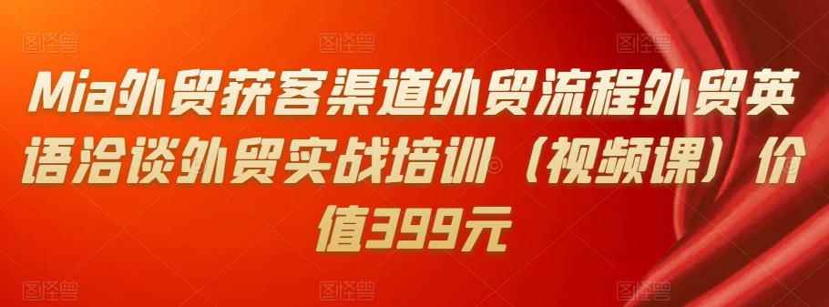 Mia外贸获客渠道外贸流程外贸英语洽谈外贸实战培训（视频课）价值399元-咩咩网络