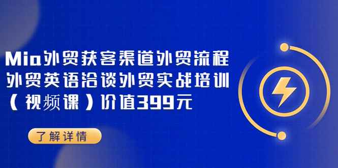 （3340期）Mia外贸获客渠道外贸流程外贸英语洽谈外贸实战培训（视频课）价值399元-咩咩网络