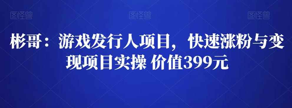 彬哥游戏发行人项目，快速涨粉与变现项目实操 价值399元-咩咩网络