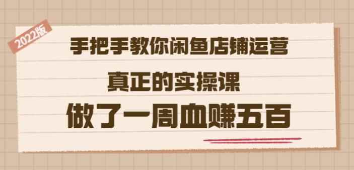 2022版《手把手教你闲鱼店铺运营》真正的实操课做了一周血赚五百(16节课)-咩咩网络