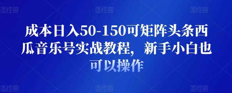 成本日入50-150可矩阵头条西瓜音乐号实战教程，新手小白也可以操作-咩咩网络