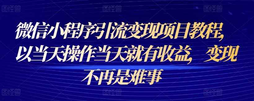 微信小程序引流变现项目教程，以当天操作当天就有收益，变现不再是难事-咩咩网络