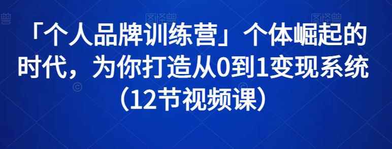 「个人品牌训练营」个体崛起的时代，为你打造从0到1变现系统（12节视频课）-咩咩网络