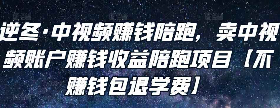 逆冬·中视频赚钱陪跑，卖中视频账户赚钱收益陪跑项目【不赚钱包退学费】-咩咩网络
