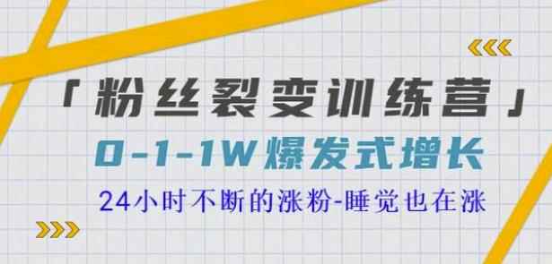 当猩学堂粉丝裂变训练营，0-1-1w爆发式增长，24小时不断的涨粉-睡觉也在涨-16节课-咩咩网络