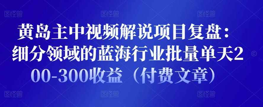 黄岛主中视频解说项目复盘：细分领域的蓝海行业批量单天200-300收益（付费文章）-咩咩网络