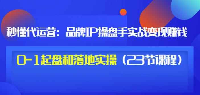 秒懂代运营：品牌IP操盘手实战赚钱，0-1起盘和落地实操（23节课程）价值199-咩咩网络