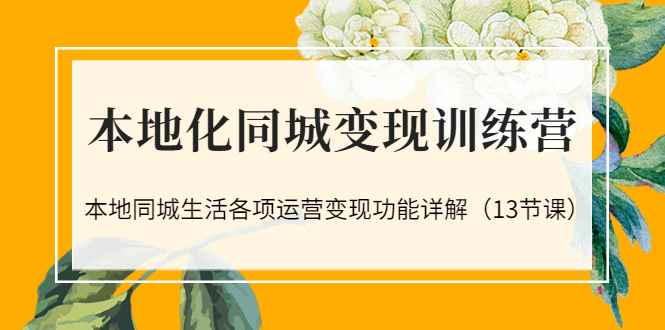 （3107期）本地化同城变现训练营：本地同城生活各项运营变现功能详解（13节课）-咩咩网络