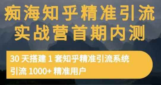 痴海知乎精准引流实战营1-2期，30天搭建1套知乎精准引流系统，引流1000+精准用户-咩咩网络