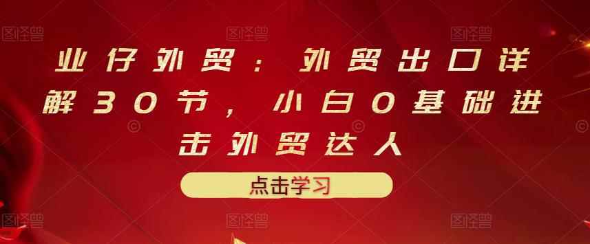 业仔外贸：外贸出口详解30节，小白0基础进击外贸达人 价值666元-咩咩网络