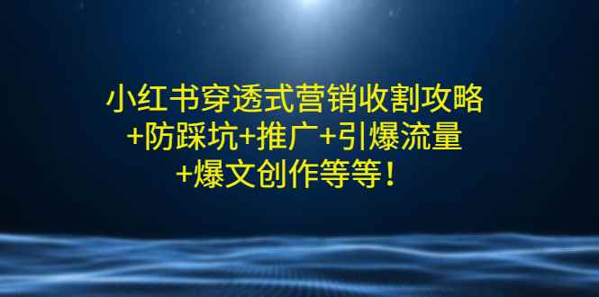 （2907期）小红书穿透式营销收割攻略+防踩坑+推广+引爆流量+爆文创作等等！-咩咩网络