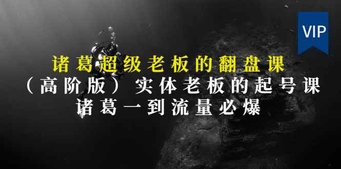 （2852期）诸葛超级老板的翻盘课（高阶版），实体老板的起号课，诸葛一到流量必爆-咩咩网络