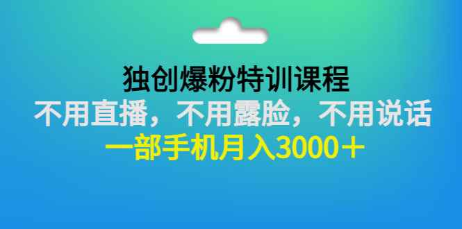 （2806期）独创爆粉特训课程：不用直播，不用露脸，不用说话 一部手机月入3000＋-咩咩网络