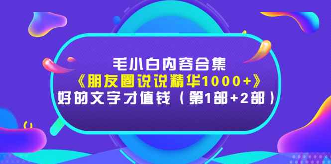 （2803期）毛小白内容合集《朋友圈说说精华1000+》好的文字才值钱（第1部+2部）-咩咩网络