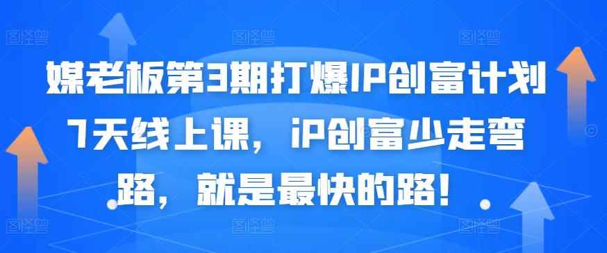 媒老板第3期打爆IP创富计划7天线上课，iP创富少走弯路，就是最快的路！-咩咩网络