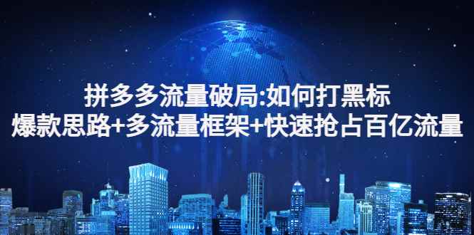 （2768期）拼多多流量破局:如何打黑标，爆款思路+多流量框架+快速抢占百亿流量-咩咩网络