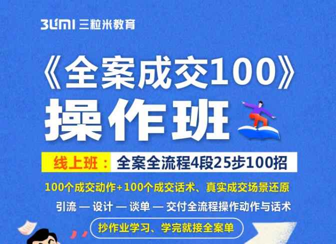 《全案成交100》全案全流程4段25步100招，操作班-咩咩网络