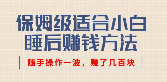 （2592期）某付费文章：保姆级适合小白的睡后赚钱方法：随手操作一波，赚了几百块-咩咩网络