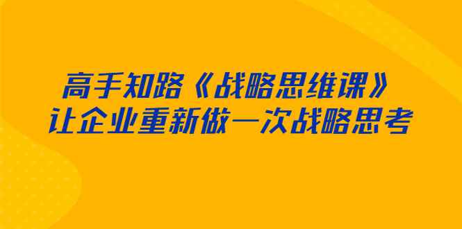 （2519期）高手知路《战略思维课》让企业重新做一次战略思考-咩咩网络