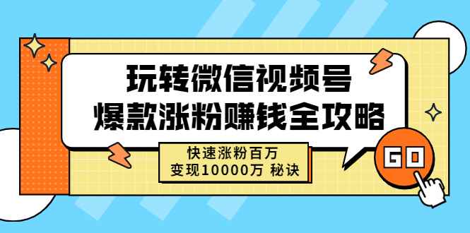 （2465期）玩转微信视频号爆款涨粉赚钱全攻略，快速涨粉百万 变现10000万 秘诀-咩咩网络