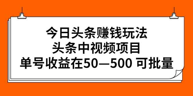 （2435期）今日头条赚钱玩法，头条中视频项目，单号收益在50—500 可批量-咩咩网络