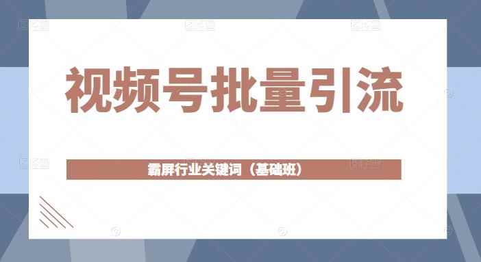 视频号批量引流，霸屏行业关键词（基础班）全面系统讲解视频号玩法【无水印】-咩咩网络