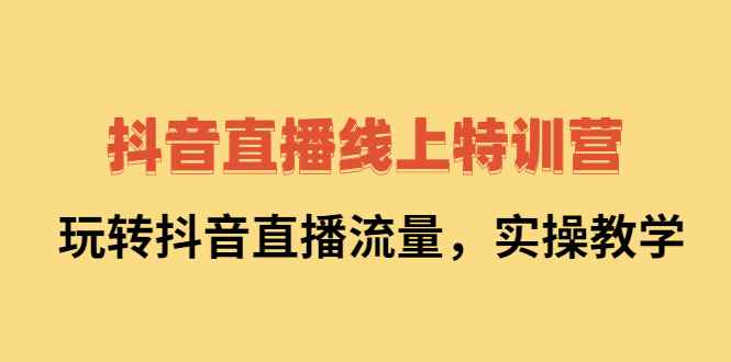 （2267期）抖音直播线上特训营：玩转抖音直播流量，实操教学-咩咩网络
