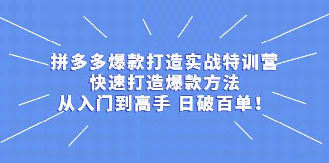（2237期）拼多多爆款打造实战特训营：快速打造爆款方法，从入门到高手 日破百单-咩咩网络