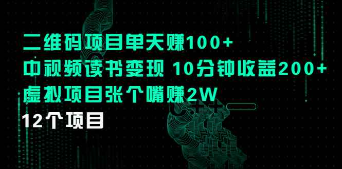 （2250期）二维码项目单天赚100+中视频读书变现 10分钟收益200+虚拟项目张个嘴赚2W-咩咩网络